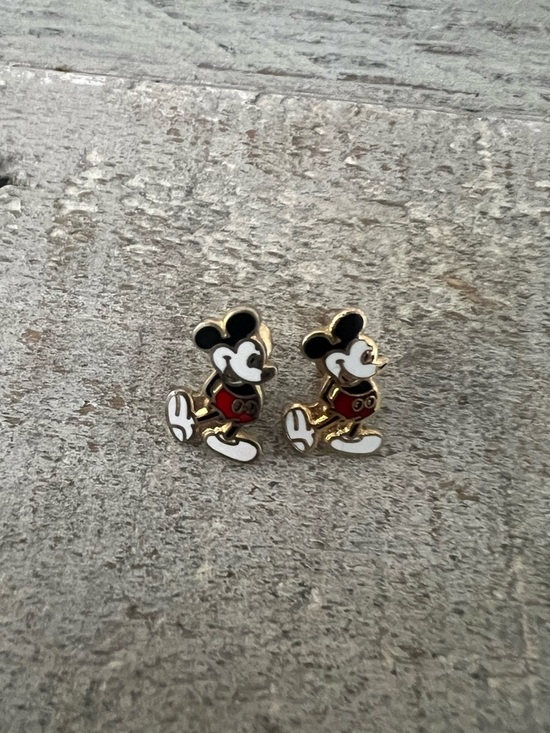 Disney Jewelry - Vintage 1970’s Disney Productions Mickey Mouse Gold Tone Enamel Stud Earrings